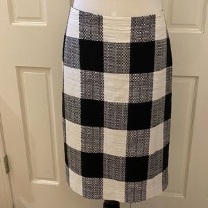Talbots Black White Woven Gingham pencil Skirt 12